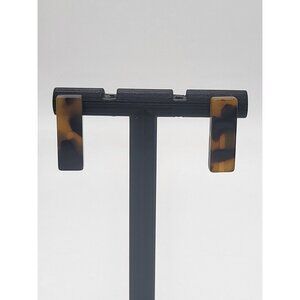 J. Crew Tortoise Shell Bar Stud Earrings Minimalist Preppy Acrylic